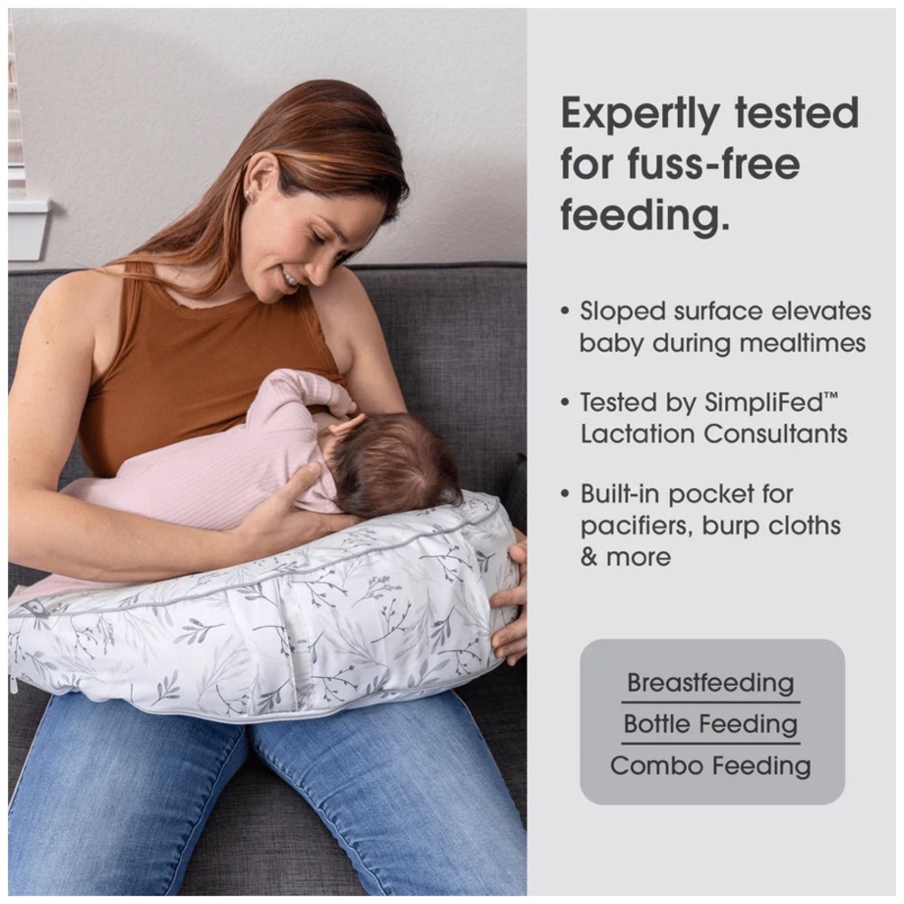 NWT Boppy : gray cream leaf print maternity uplift nursing breastfeeding pillow - Picture 9 of 13